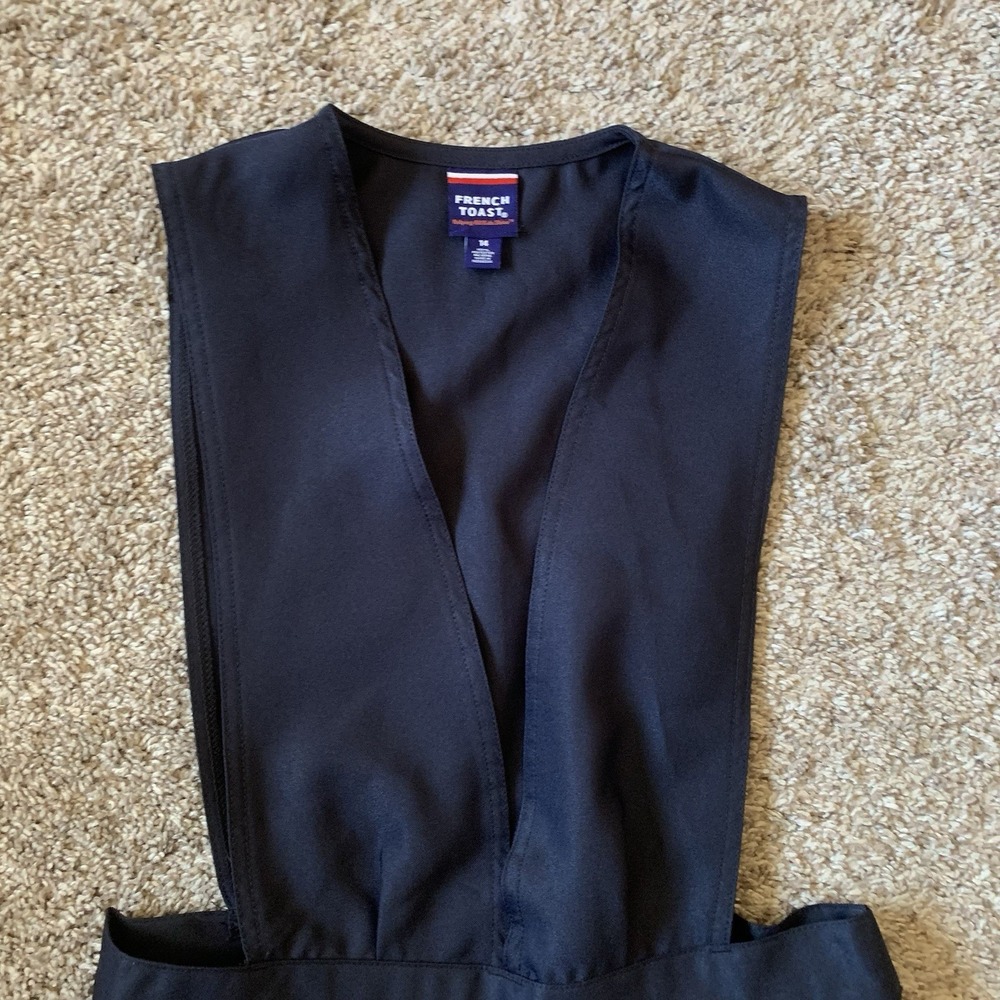 French Toast Girls Uniform Jumper Girls Size‎ 14 Navy Blue Pleated V-neck - Picture 2 of 9